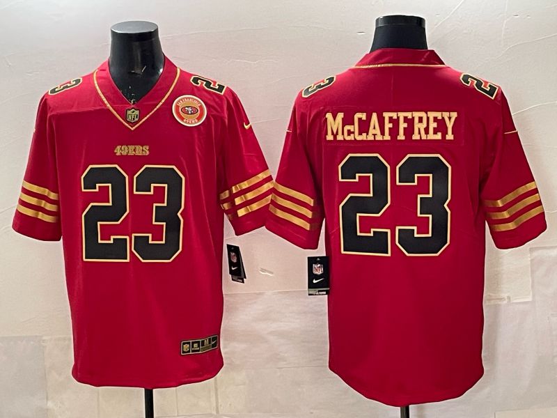 Men 2025 Nike San Francisco 49ers #23 Mcaffrey Red gold 5th generation Limited NFL Jersey 0068->san francisco 49ers->NFL Jersey
